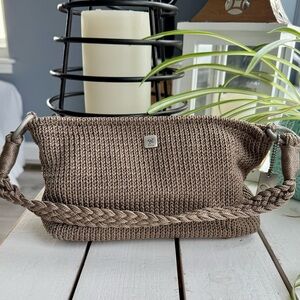 Lina Woven Braided-Handle Shoulder Bag in Brown